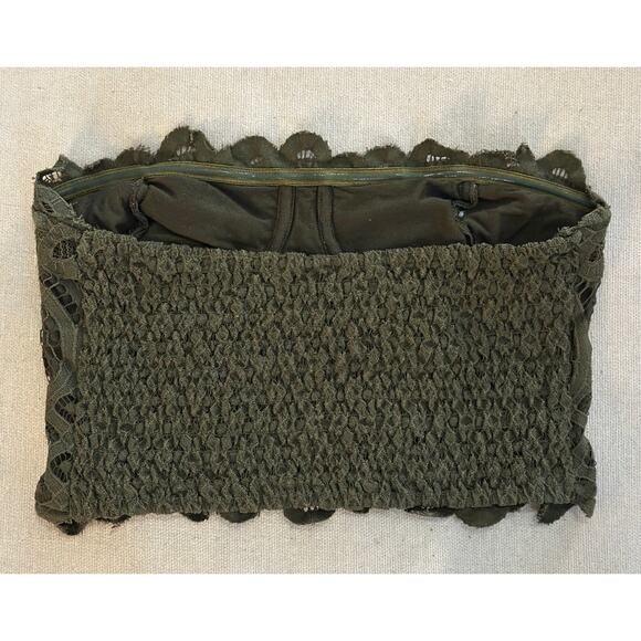 Free People One Olive Green Lace Strapless Bandeau Top – Size S/M - Picture 2 of 3